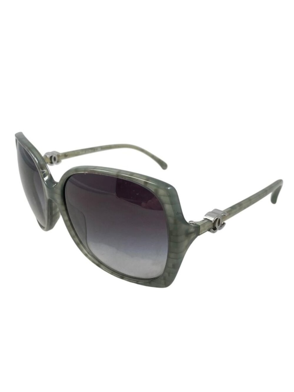 Chanel Sunglasses CC Logo Acetate Green Silver Eyewear - Picture 1 of 8
